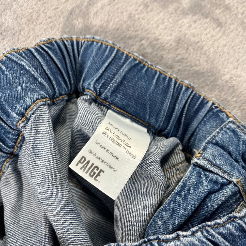 PAIGE Wide Leg Jeans Womens 26 Blue Petite Pull On Drawstring Denim Retails $259 - Picture 6 of 12